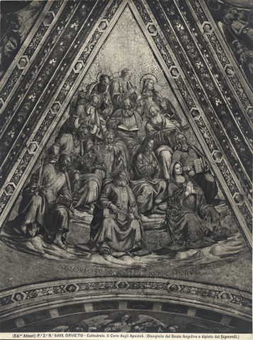 Alinari, Fratelli — Orvieto - Cattedrale. Il Coro degli Apostoli. (Disegnato dal Beato Angelico e dipinto dal Signorelli.) — particolare